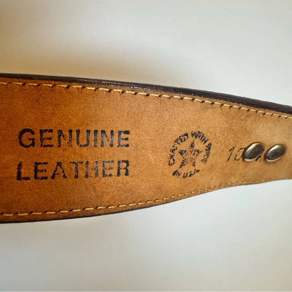 Silver Creek Vintage‎ 90s Y2K Navy Women's Concho Belt 32 Leather Western Animal